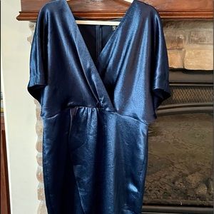 Express kimono faux wrap textured silk dress